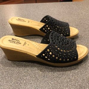 NEW!!  Leather upper Black sandals